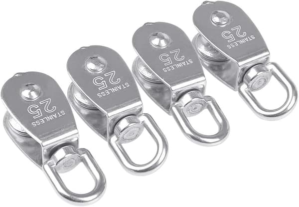 4 stk. 25mm sølv 304 rustfrit stål et-stykke blokke, et-stykke