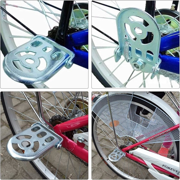 Foldbar cykel bagpedal, 1 par sammenfoldelig metal børnefodstøtte, cykel