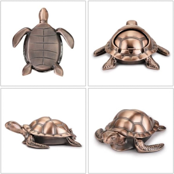 Rød Kobber - 1 x Vintage Metal Skildpadde Askebæger, Vejrbestandig
