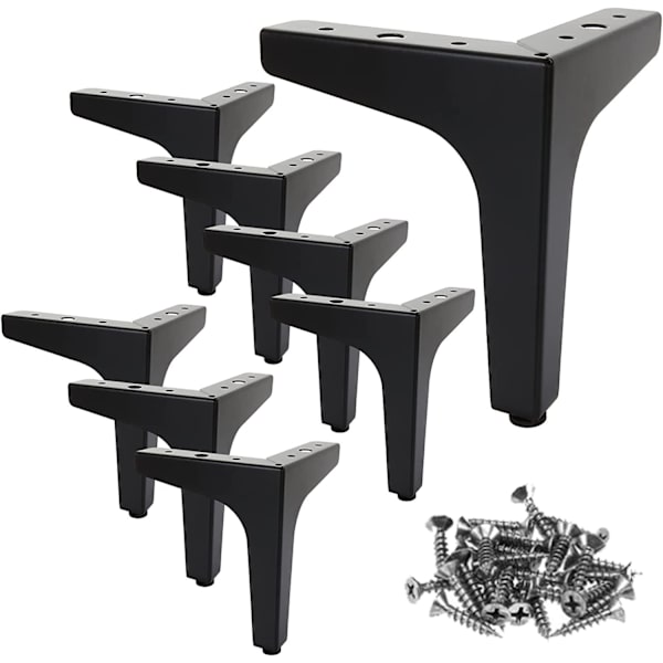 8 pakke sorte metall sofa ben, 13cm sofa ben last 600kg, sorte møbel ben med skruer, metall sofabord ben for sofaer, TV skap, skap.