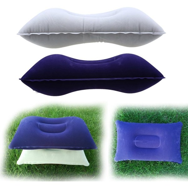 2 Pack Inflatable Camping Pillow, Gray, for Office, Weekend, Beac