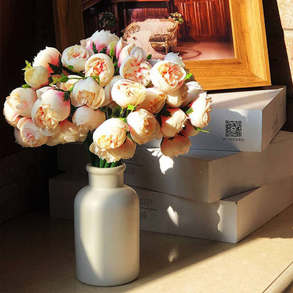 9 stk kunstige roser silkeblomster falske blomsterbuketter til bryllup