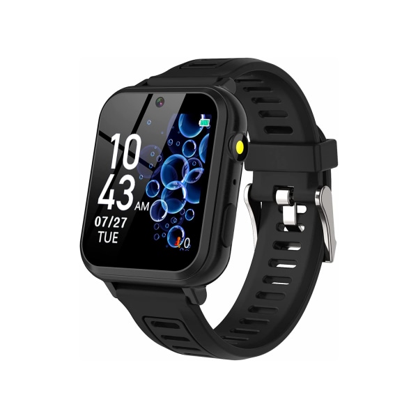 (Sort) Børns Smart Watch med 24 Puslespil HD Touch Screen Cam