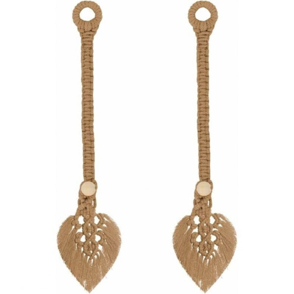 Set med 2 beige knappgardinbindningar, bladformade gardinbindningar