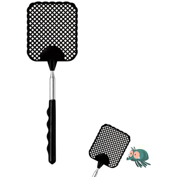 Retractable Fly Swatter (Musta+Punainen), Retractable Fly Swatter, Kestävä ja Tukeva Teleskooppikahva, Kevyt Manuaalinen Tuholaistorjunta