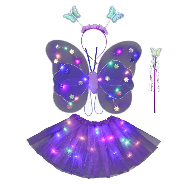 Fe-kostume til piger - Prinsesse-påklædningssæt med fe-vinger