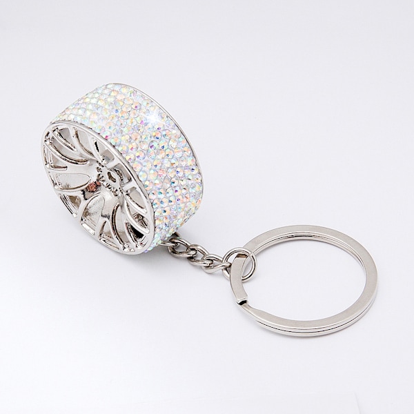 Rosa glitter diamant nøkkelring