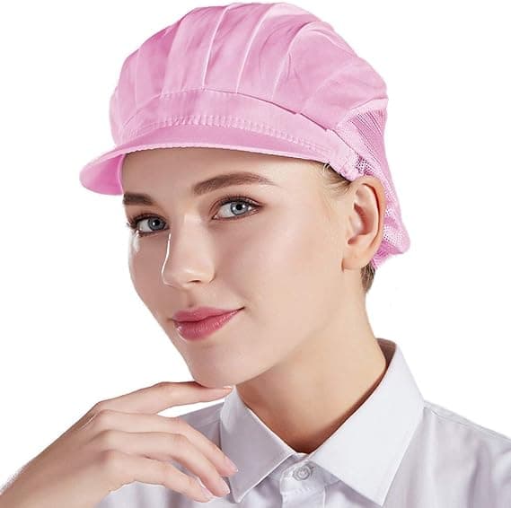3-pack kockmössor med halvnät - rosa, unisex köksmössor med nät