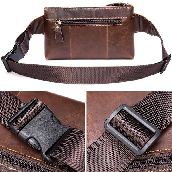 Vintage Läder Fanny Pack Midjeväska för Män Kvinnor Resor Vandring