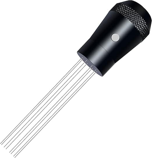 Tilbehør til kaffedispenser, aluminiumhåndtag, indbygget magnet, 0,4 mm, 8 nåle i rustfrit stål, espressopulveromrører (sort)