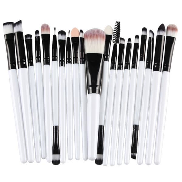 20 Makeupbørster - Hvid Sort Hvid