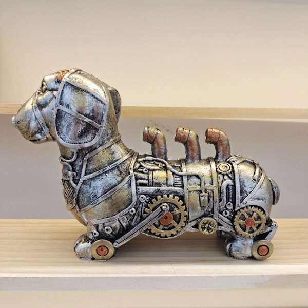 Industriell gotisk steampunk dachshund pølse hund ornament figur