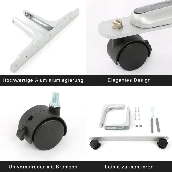 2 stk. infrarød varmeapparatfødder på hjul, kraftig aluminiumslegering