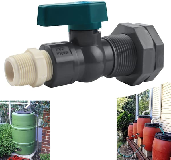 Koppling PVC Vattentankar Kran PVC Regnfat 3/4 Tum Bulkhea