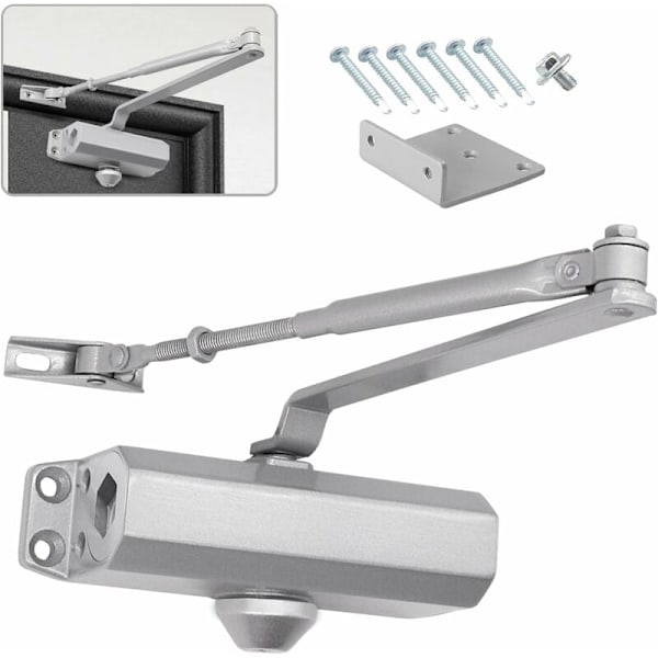 Automatisk hydraulisk dörrstängare med stoppfunktion, justerbar fjäder