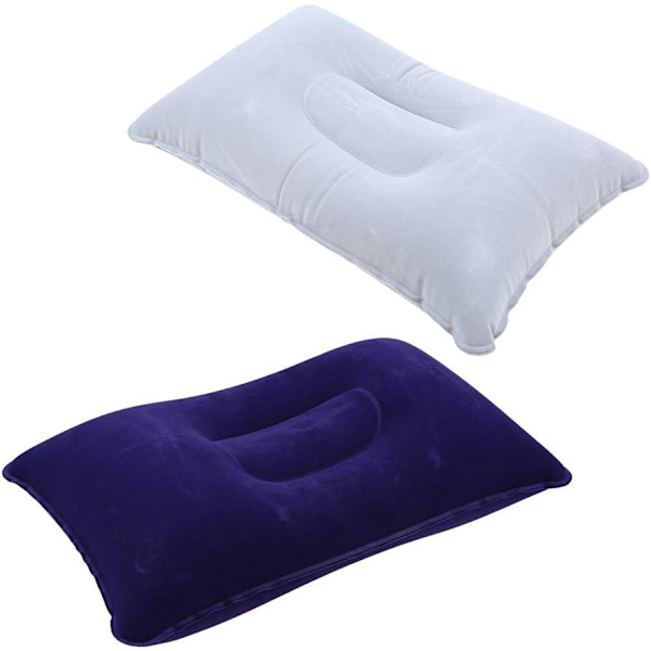 2-pack uppblåsbara campingkuddar, grå, för kontor, weekend, strand