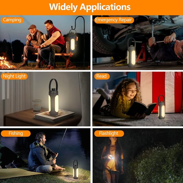 Sort LED Camping Lanterne 10000 mAh, Multifunktionel Campinglampe
