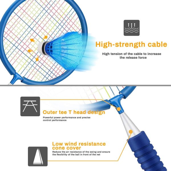 Tennis Badminton Ketsjere (Blå) Tennis Sæt Udendørs Spil Bold Udendørs
