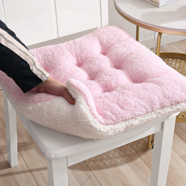 (40cm, rosa) Bekväm konstgjord lammullsstolsdyna, Mjuk och fluffig