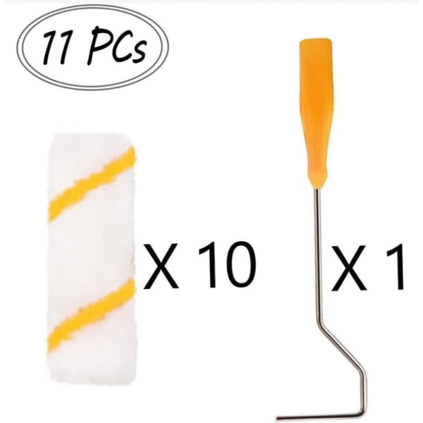 Färgroller 10cm 10 st Färgroller Set Liten Färgroller med 1 Roller Borsthållare 32cm Heminredningsverktyg för Dörr Tak Vägg Golv