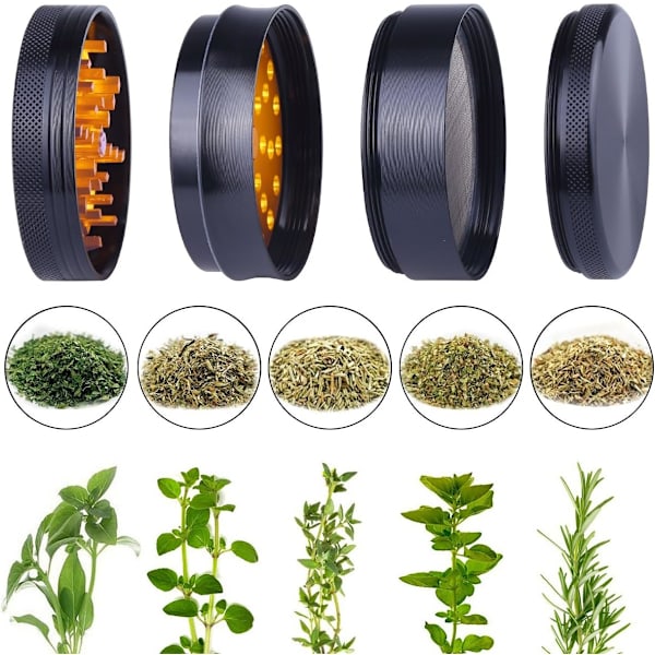 Ensiluokkainen alumiininen siitepölyjauhin 63 mm, jossa seula ja magneettinen kansi