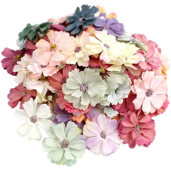 Flerfarget kunstig tusenfryd blomsterhoder 50 stk (tilfeldig farge) Min