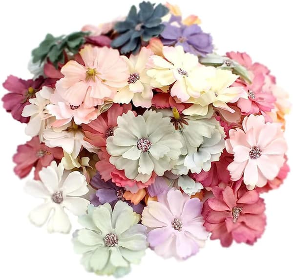 Multicolor Kunstige Daisy Blomsterhoveder 50stk (Tilfældig Farve) Min