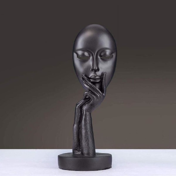 Black Resin Silence on Golden People Statues Sculptures, Creative