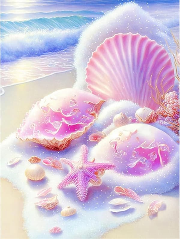 Timanttimaalaus aikuisille, Pink Shells Diamond Painting Complet