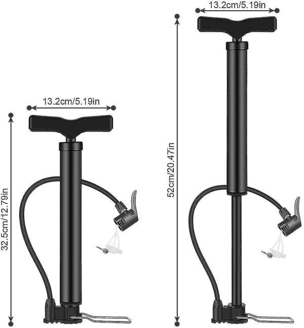 Cykelpump, snabb uppblåsning] Bärbar golvpump, ergonomisk