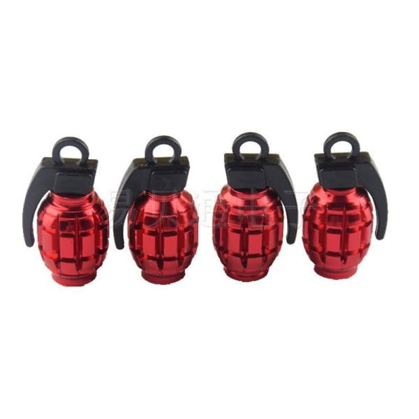 4 kpl Red Grenade -renkaan venttiilin varren suojukset auton kuorma-autoon