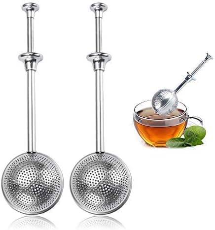 2-pak tekande fjeder (18 cm), tefilter i rustfrit stål, snapkugle