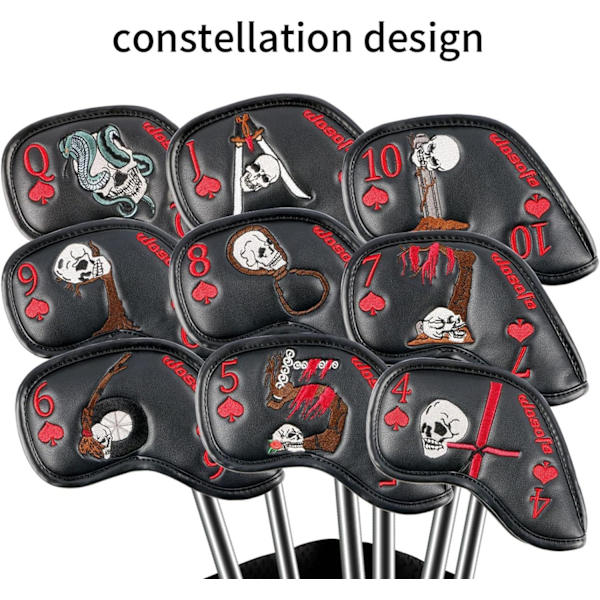 Golfhuvudskydd - 9 Skull Golftillbehör med matchande numrerade