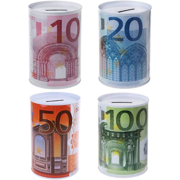 Euro Piggy Bank Metall sylinder 4 stykker Kreative hjemmedekorasjoner