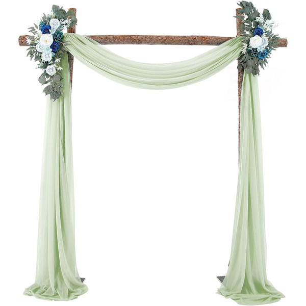 Pack Elastisk Bröllopsbåge Hängande (Salviagrön - 70x550cm) för Bröllopsdekoration, Genomskinliga Bakgrundsgardiner