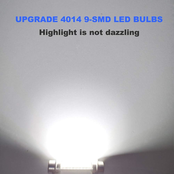 6 stk 29mm 6614F Festoon LED-bilpære, ekstremt lys 9-SMD 4014