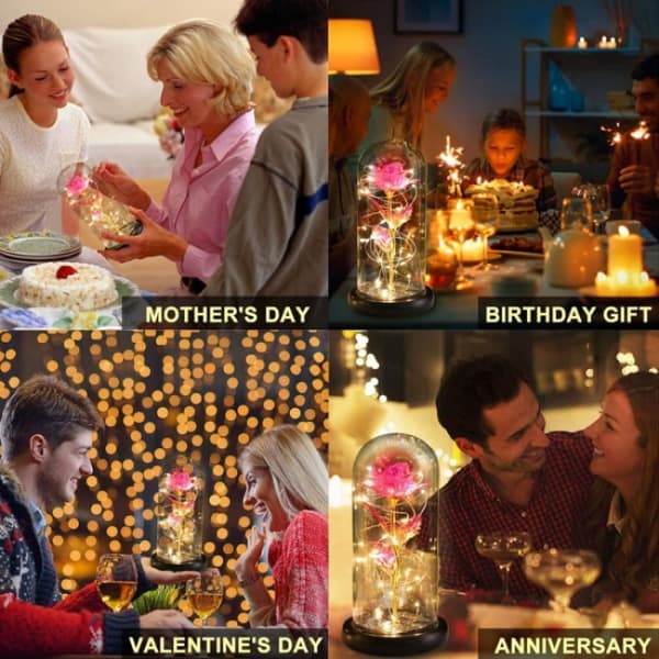 1 stk Galaxy Rose med LED-lys, kunstig blomstergave til kone m