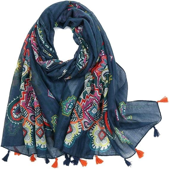 1PCS Boho Scarf för kvinnor Blommönster Blommigt tryck Lätt