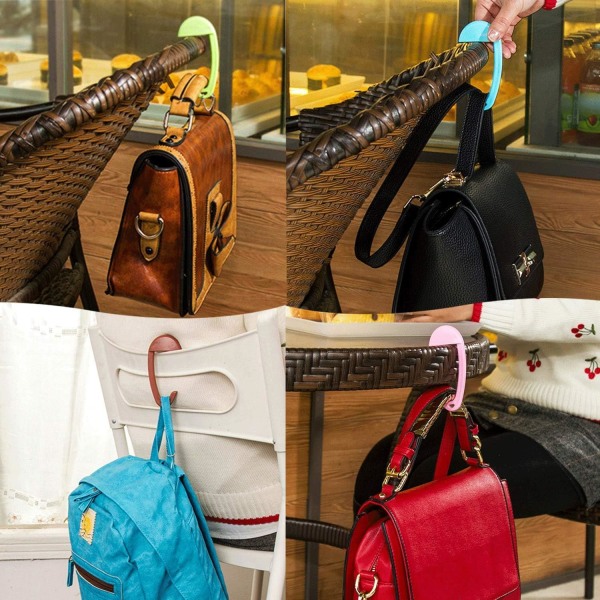 4-pack handväska krokar för skrivbord, bärbara ABS handväskor Pu