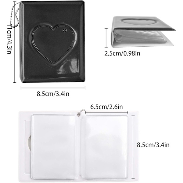 Fotokort - Mini Fotoalbum - Svart 11 x 8,5 cm - Fotoalbum -