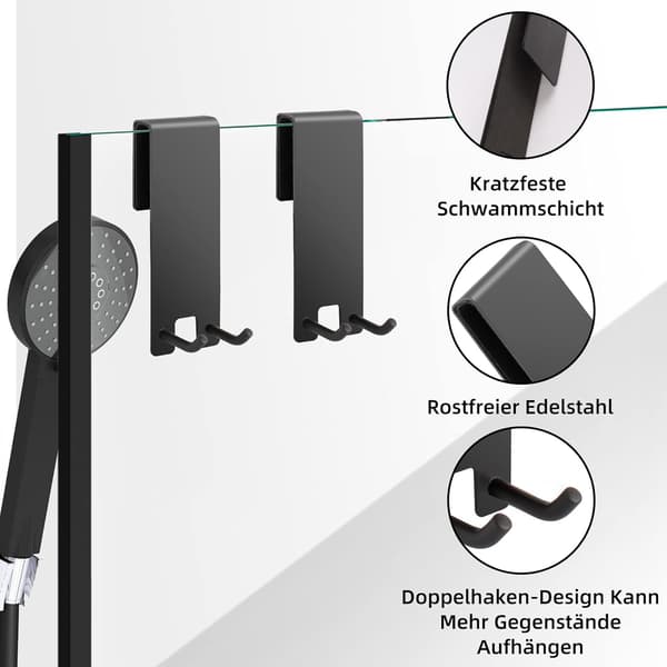 2-pack handdukshållare utan borrning, duschhanddukskrokar, rostfritt stål