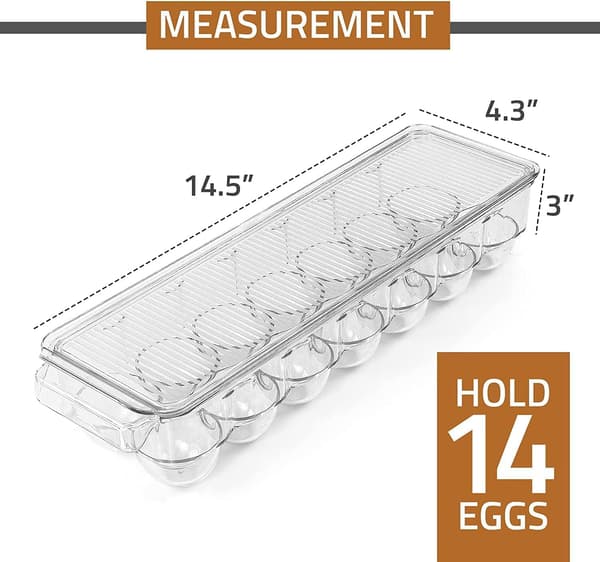 Eggboks kjøleskap-eggboks med 14 rom, lokk og håndtak,