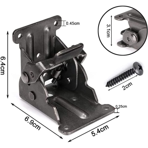 Folding Hinge Table Leg med 20 skruer, Folding Lock, Folding Console Table Leg Bracket for Folding Hinge i mørk bronse stål (2stk)