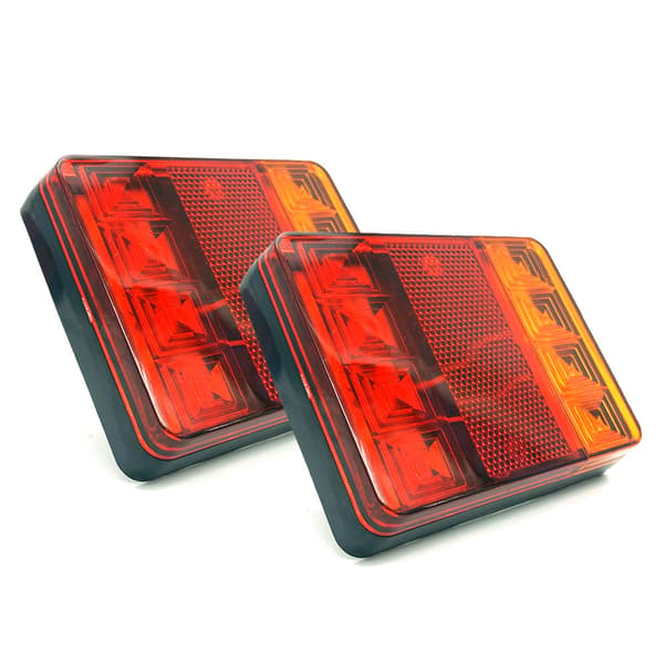 2 stk. Vanntett 8 LED Baklys Rød Gul Baklys DC 12