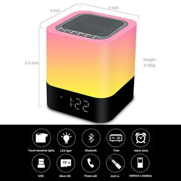 Langaton Bluetooth-kaiutin kosketusohjauksella ja monivärisillä LED-sängyillä