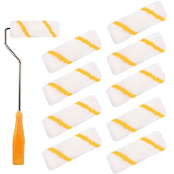 Färgroller 10cm 10 st Färgroller Set Liten Färgroller med 1 Roller Borsthållare 32cm Heminredningsverktyg för Dörr Tak Vägg Golv