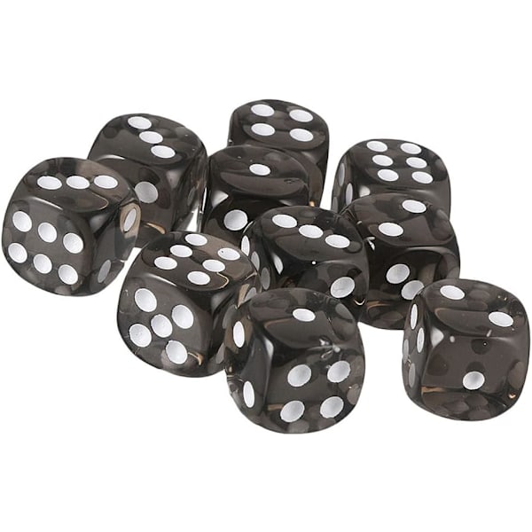 10 stk polyhedral terninger (svart) D6 terninger 16mm akryl terningsett for D