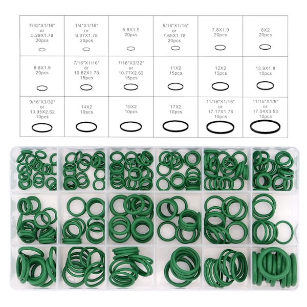 O-ringar Set, 540 st 18 storlekar Gummitätningar Packningar Sortiment K