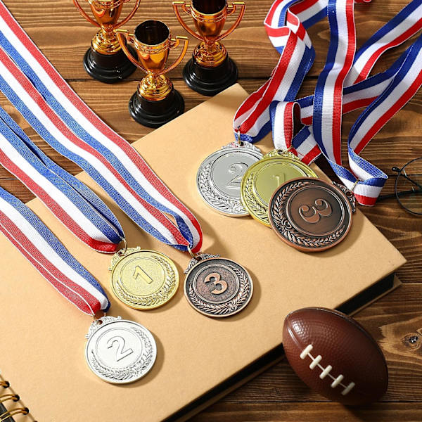 Diameter 6,5 cm Yaomiao 6 stykker gull sølv bronse medaljer premie M
