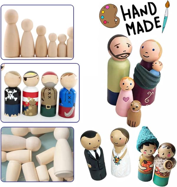 Hängande dockor 50 st träfigurer målning för barn, träleksak
